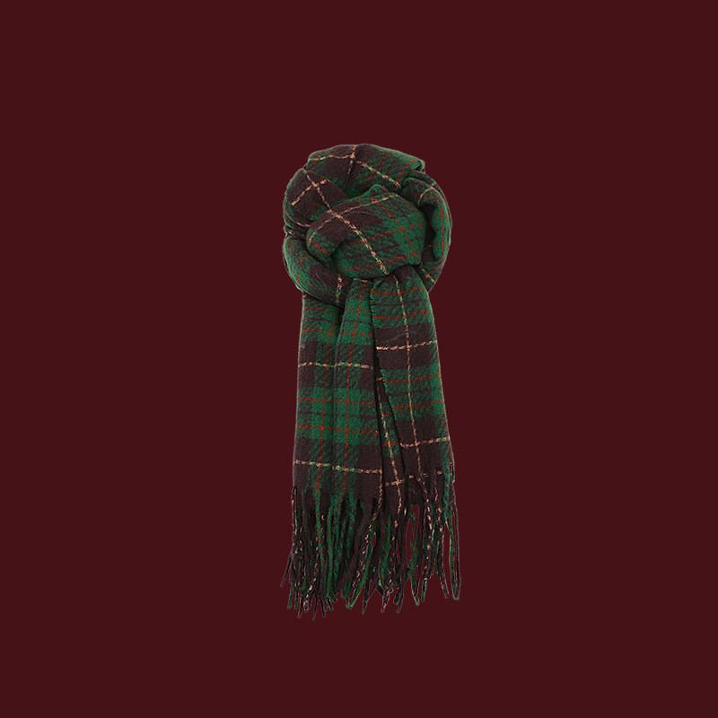Women s Double-Sided Red Plaid Tassel Scarf - Versatile Winter Shawl Over 175cm