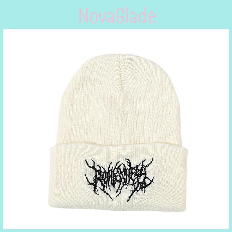Unisex Acrylic Knit Cap With Embroidery For Winter Outdoor Activities