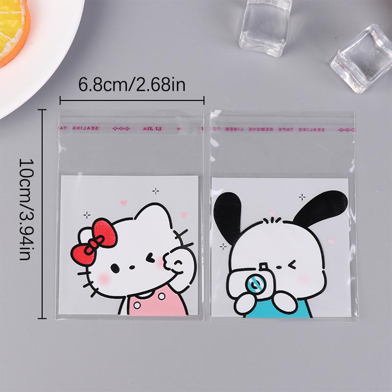 100Pcs Cute Hello Kitty Pochacco Transparent Ziplock Bag Waterproof Packing Bags Candy Biscuit Self Sealing Bag Gift Bag