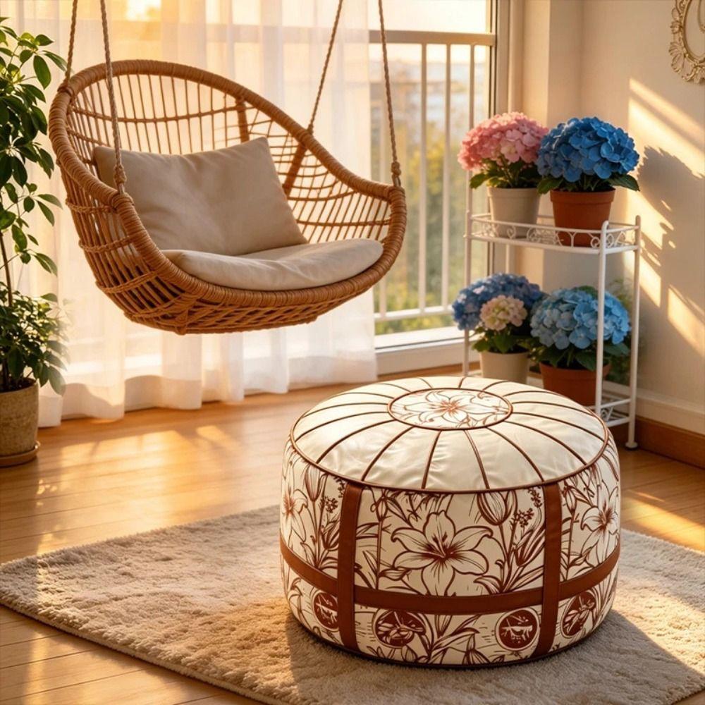 Boho Pattern Ottoman Pouf Fillable Design Storage Ottoman New Floor Seat Cushion Living Room