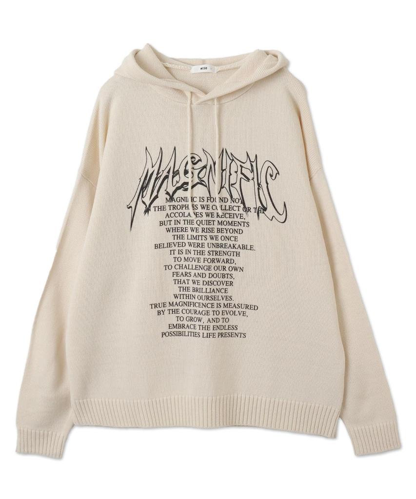 WEGO Graphic Print Knit Korean Loose Size White Men's Hoodie, Hooded, Unisex, Spring, Casual, Streetwear, Style, Fit, Gift, Spring, Autumn, Winter, M,