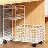 Mobile Backpack Storage Rack with Casters - Compact Office Trolley and Basket Organizer