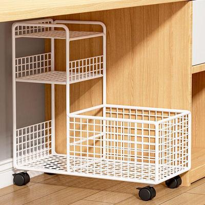 Mobile Backpack Storage Rack with Casters - Compact Office Trolley and Basket Organizer