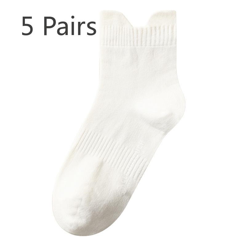 5 Pairs of Women's Spring and Autumn Cylinder Pure Cotton Personality Solid Color Matching Socks