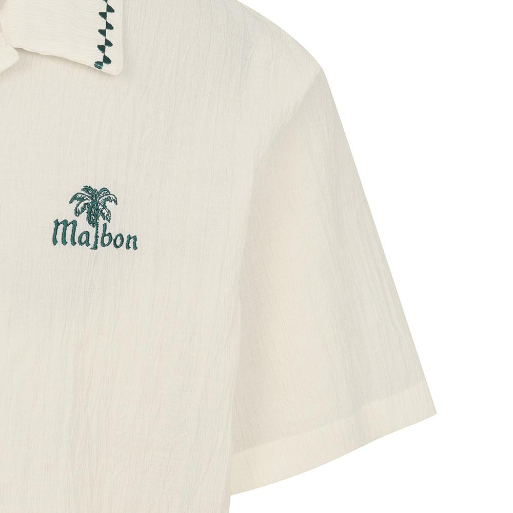 MALBON GOLF Summer Pleated Half-Open Collar T-Shirt Ivory (Man)