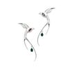 2Pcs High Polished Cold Tone Swallow Zircon Dangle Earrings Lightweight Fashion Women Jewelry for Office Wear