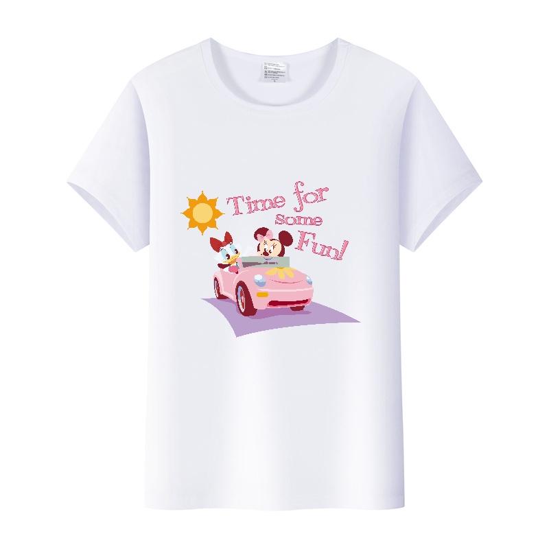 Casual Disney Cartoon Minnie Summer Blouses Men T-shirt White 2000s Tees Women Tshirt Ladies Mickey Mouse Tops Oversized Clothes