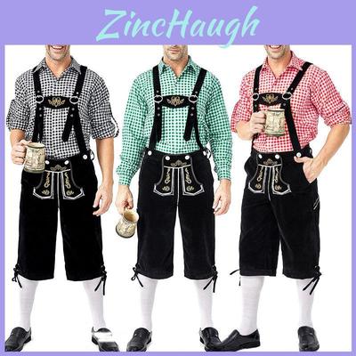 German Traditional Oktoberfest Clothing Stage Costume For Men With Stylish Plaid Shirt