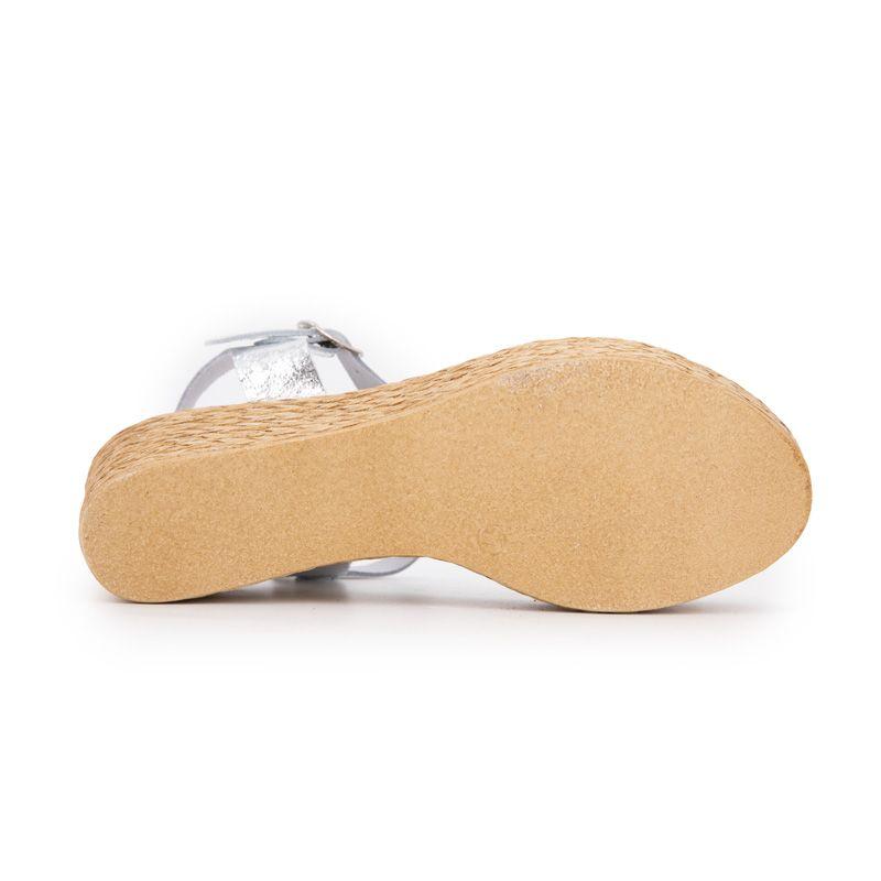 Women's Silver Crackled Leather Sandals Rope Sole CARLA TORTOSA