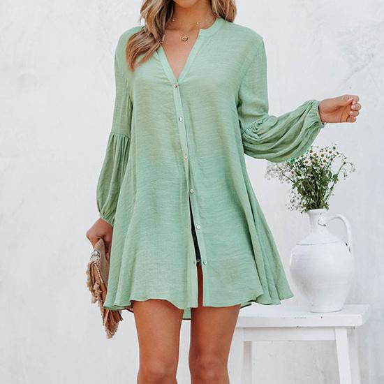 

Весенне-осенний повседневный женский однотонный кардиган в европейском и американском стиле, повседневный свободный кардиган на пуговицах, модный топ, футболка XXXL светло-зеленый