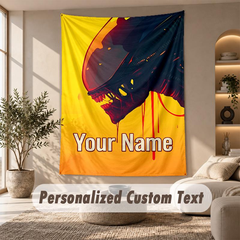 Tapestry Custom Name Text, Wall Hanging Tapestry Home Room DecorAlien Xenomorph