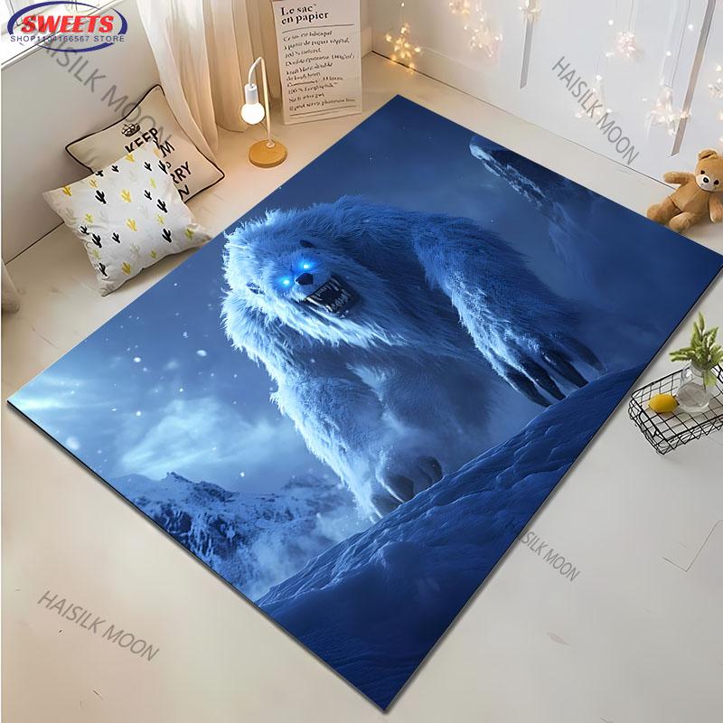 1PC A-Abominable Cute Burnish Cartoon Carpet Living Room Bedroom Sofa Large Area Decorative Mat Kids Play Soft Non-slip Rug Gift