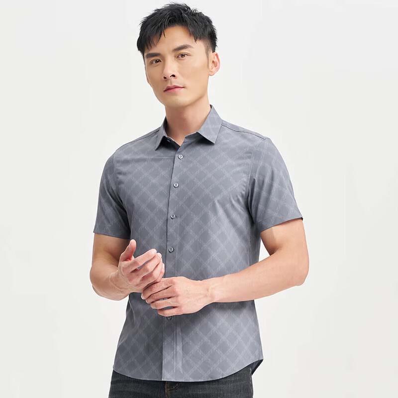 TRIES Men s Summer Casual Diamond Short-Sleeve Shirt XL