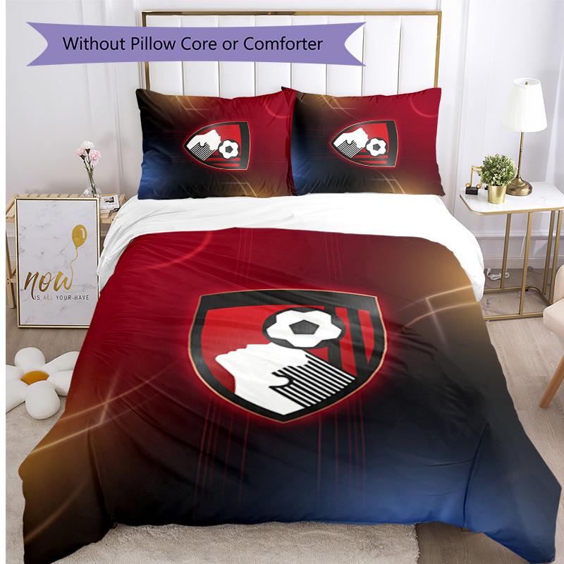 Set Lenzuola Stampato Calcio Bournemouth 3 Pezzi, Comodo Set Copripiumino per Camera da Letto Amico della Pelle