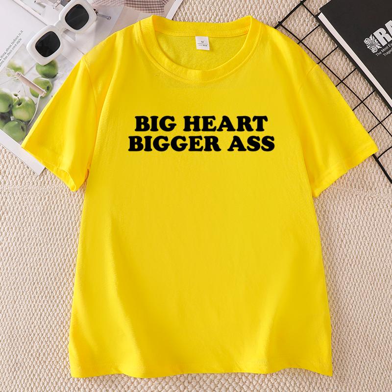 Funny Big Heart Tee Y2K Adult Short Sleeve T Shirt Unisex Causal Loose Cotton Comfortable Tshirts 90s Tshirt Streetwear Clothes