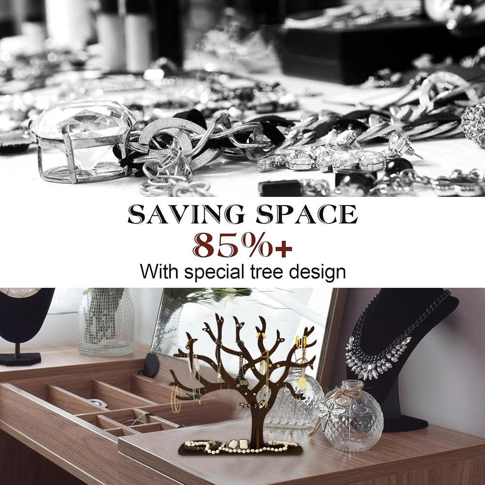 Wood Jewelery Tree Organizer Personalised Earring Display Bracelets Dangle Stud Earring Holder