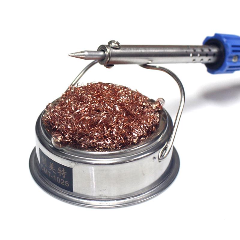 Steel Wire Solder Tip Cleaner Soldering Iron Mesh Cleaning With Stand New