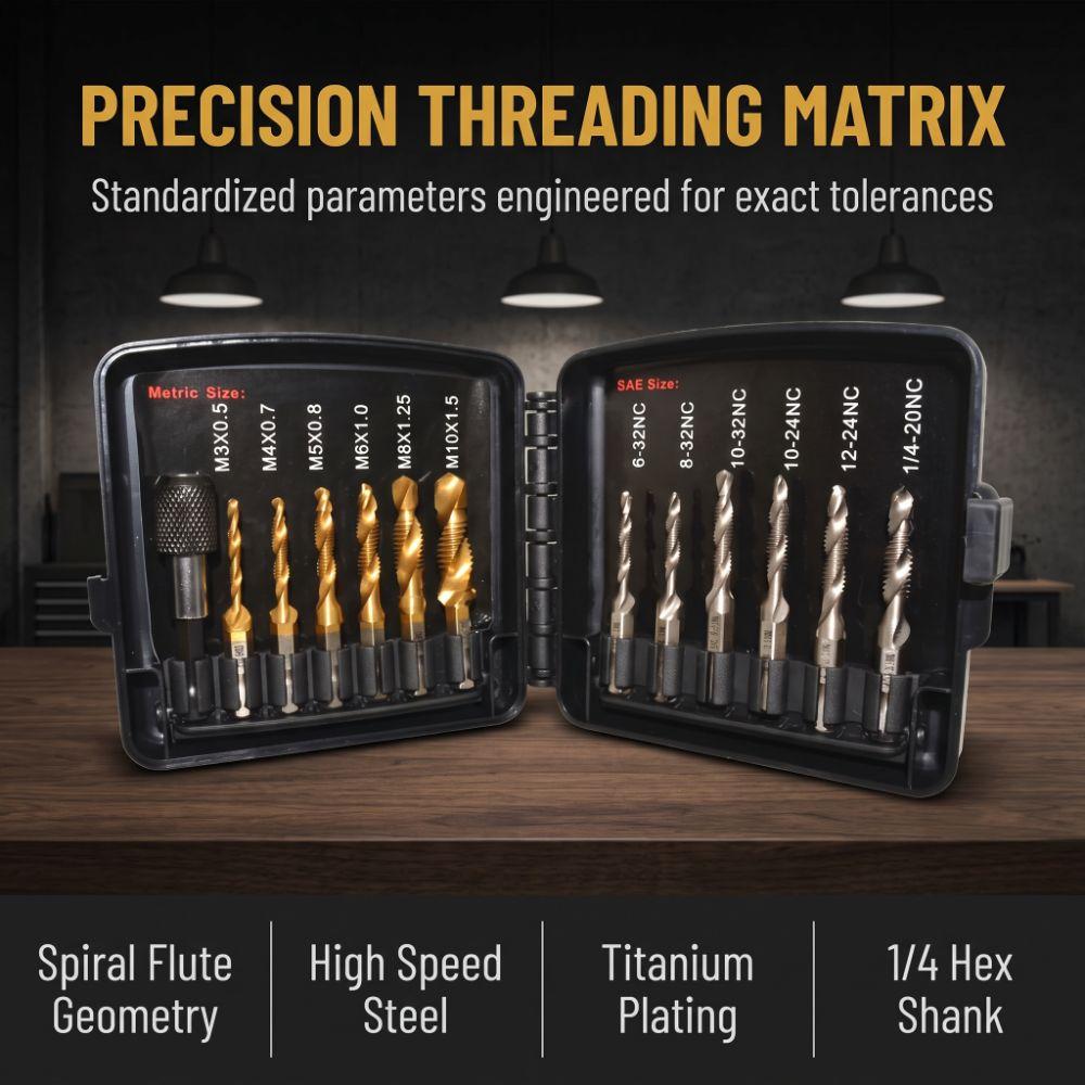Silver Gold Combined Tap Drill Bits High Speed Steel Tapping Bits Set Metal Drilling