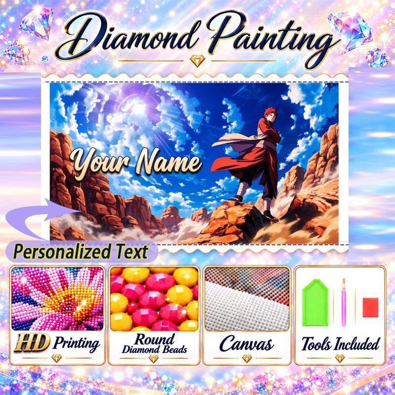 Personalized Gaara Naruto Diamond Art Custom Name 5D Diamond Painting Full Drill DIY Craft