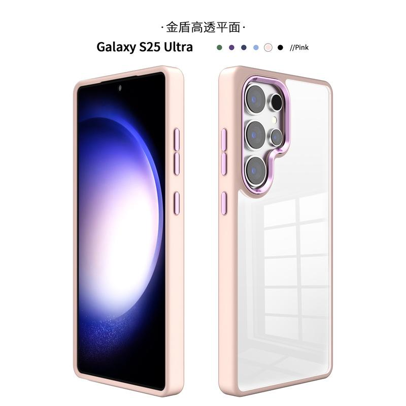 Applicable to Samsung s25 mobile phone case Amazon wholesale transparent hard case anti-drop s25plus metal lens protective case