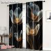 2pcs   Minimalist Curtains 2D Print Legant Semi-Sheer Floral Versatile Durable Polyester (without Rod) Stuff Clearance for Living