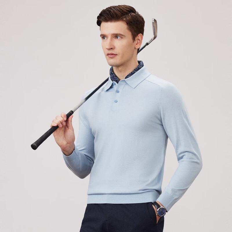 FIRS Men's Silk Wool Blend Long Sleeve Polo Shirt