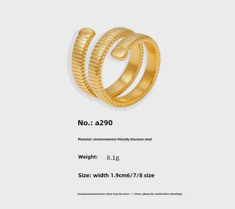 Europäisch-amerikanischer Titanstahlring mit geometrischem Faden, 18 Karat vergoldet, nicht verstellbar.