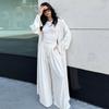 Women's Loose Co-ord Set Long Sleeve Cardigan Tank Top Drawstring High Waist Wide Leg Loungewear Set