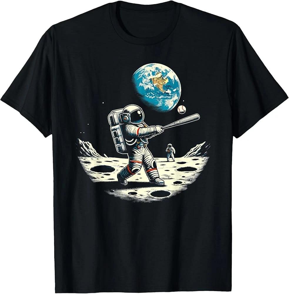 Men s and Women s T-shirts Baseball Novelty Astronaut Men Women Funny Baseball T-Shirt XXXL
