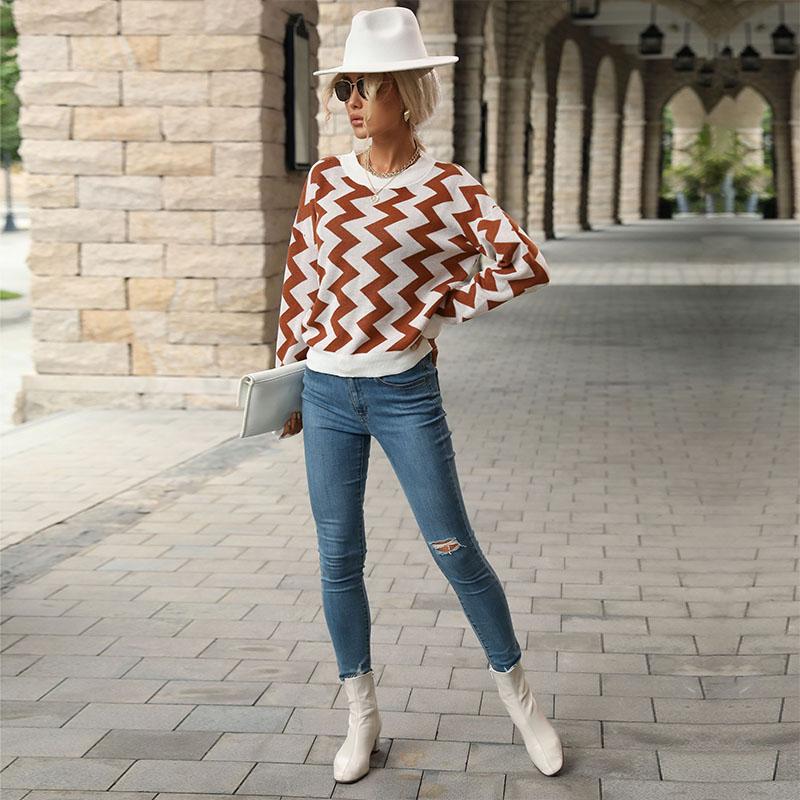 YYFS Dámská móda Ležérní podzimní zima volné svetry s dlouhým rukávem do O s výstřihem