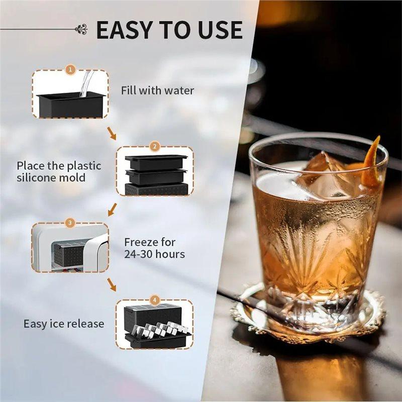 ABUL-Für Bourbon Für Whiskey Klare Eiswürfelform-2 Zoll-Quadratischer Eiswürfelbereiter Für Old Fashioned Whisky