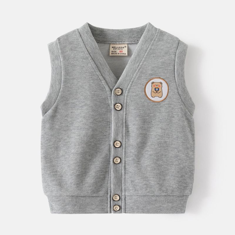Children's Clothing Spring and Autumn Bear Vest for Boys Cartoon Knitted Vest Thin Style Boys' Outerwear Sleeveless Jacket