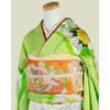 Used Bright Green Furisode Coming-of-age Ceremony