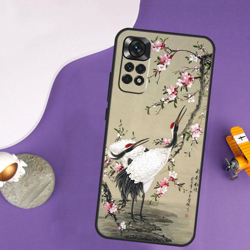 Red-crowned Crane Bird Case For Xiaomi Redmi Note 14 13 Pro 12 9 10 11 Pro 10S 11S 12S Redmi 14C 13C 10C 12C Cover