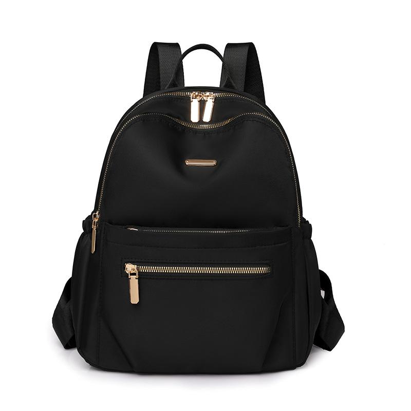 Women Korean Style Nylon Backpack, Solid Color Versatile Daypack, Large Capacity Casual Travel Backpack