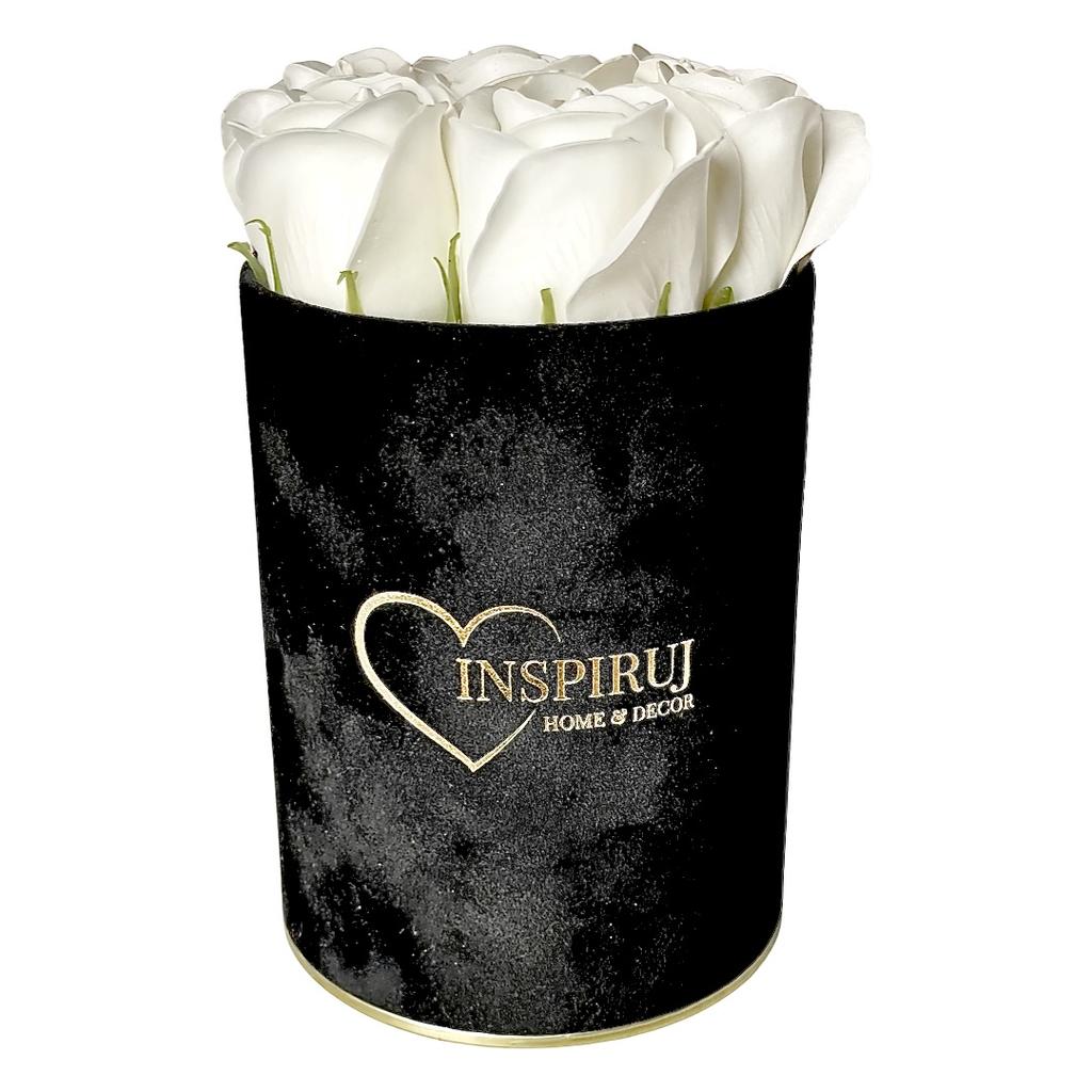 Flowerbox Inspiruj - Black Box with Soap Roses - No. 19 White
