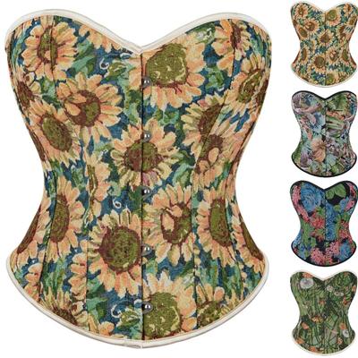 Corsé con cremallera en la espalda y encaje sexy para mujer, top tipo bustier, tanga moldeadora