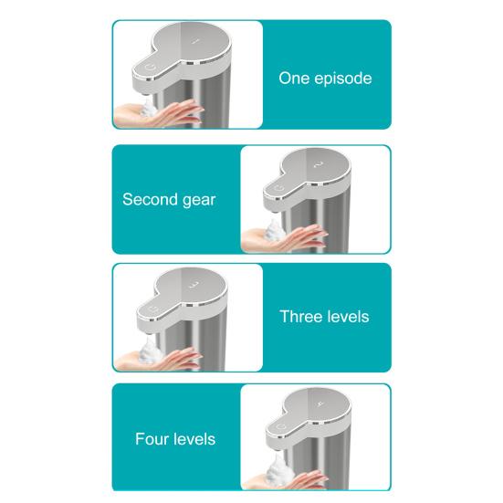 Touchless Automatic Soap Dispenser 4-Level Adjustable Rechargeable Sensor Pump Stainless Steel Bathroom Liquid Soap Dispenser