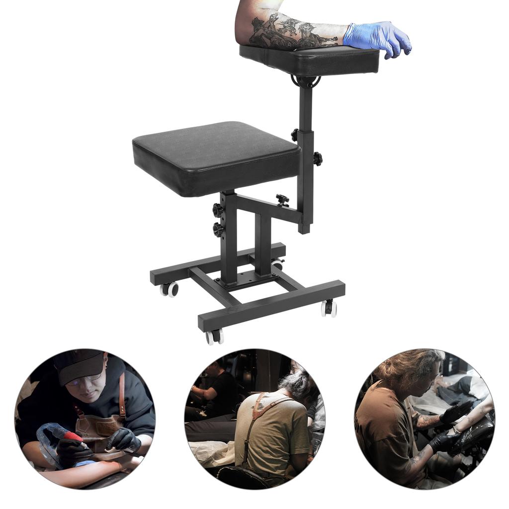Sedia Idraulica Regolabile per Tatuaggi e Barbiere con Ruote e Schienale Reclinabile a 180°, Capacità 220lbs, Sedia da Salone per Taglio Capelli, Massaggio