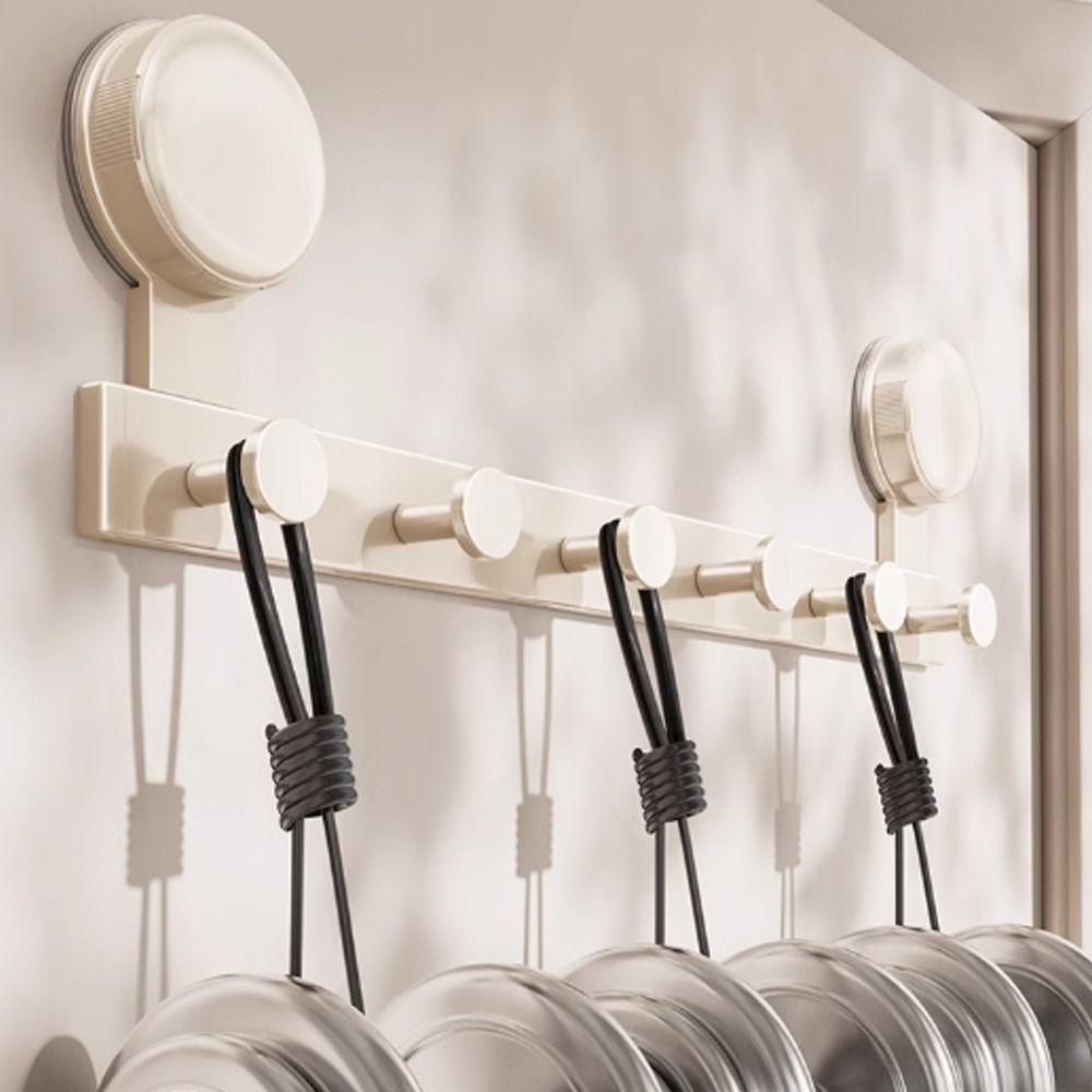 4/5/6 Hooks Suction Cup Door Hook Metal Waterproof Movable Clothes Hangers Rust-proof No Drilling Needed Towel Rack Wall Mounted