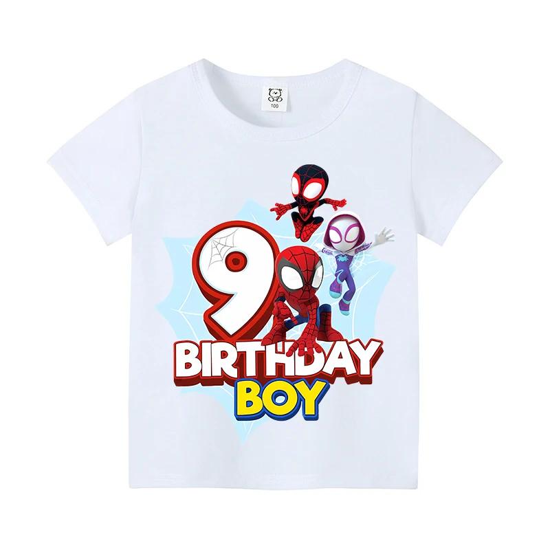 New Short Sleeve Marvels SpiderUnisex Kids Tshirt Number 19 Cartoon Figure Printed Tshirt Birthday Party Wears 100Cotton Tee