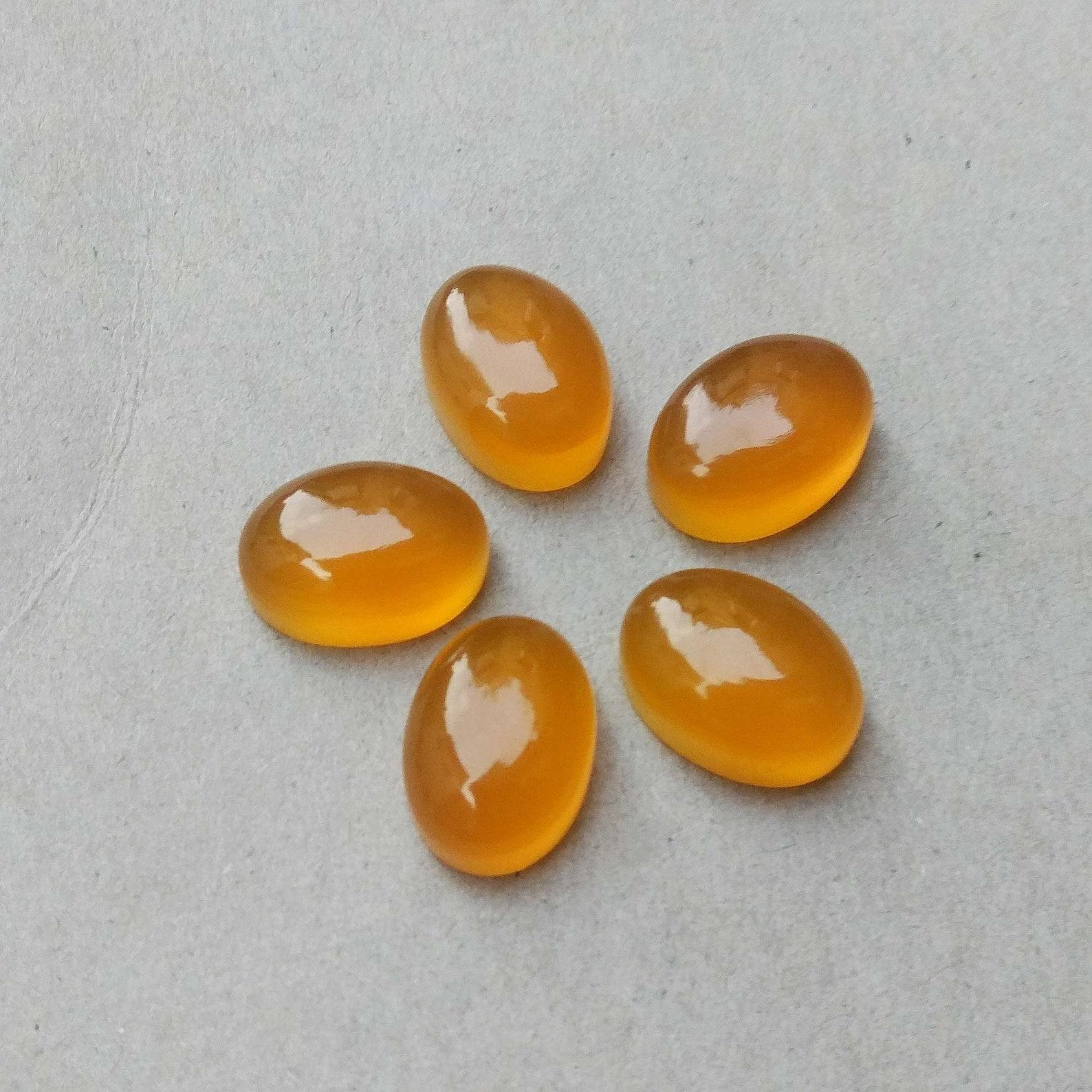 Natural Mango Chalcedony Oval Cabochon Loose Gemstones Lot | Golden Yellow Chalcedony Cabochons for Jewelry Making 6x8mm (1 Piece) жёлтый