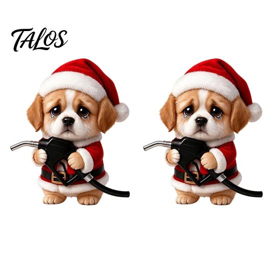 Cartoon Auto Body Decal 2Pcs Christmas Animal Fuel Tank Cover Sticker, Festive Car Cap Decal, Easy Apply Sticker Bear Dog Cat Rabbit Hedgehog Squirrel