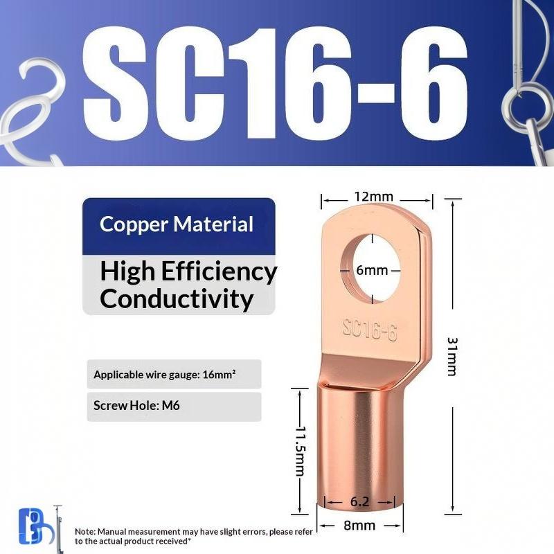 Cd Copper Lug Ring Wire Connectors Bare Cable Electric Crimp Terminal Sc4-6 Sc6-6 Sc6-8 Sc10-6 Sc16-6 Sc16-8 Sc25-8