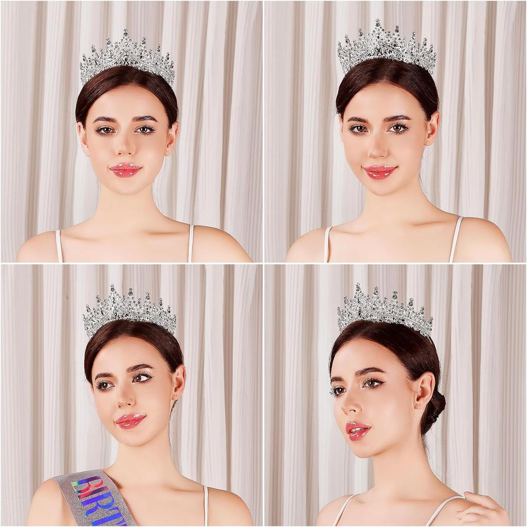 Tiara for Women, Crystal Queen Crowns, Rhinestone Princess Tiaras, Royal Hair Accessories Perfect for Birthday Decorations, Wedding Brides, and