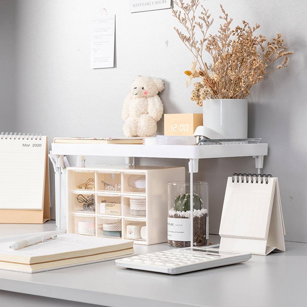 Stacking Cabinet Shelf Stackable Foldable Stand Rack Space Saving Shelf for Kitchen Bathroom Pantry Cupboard Home Office