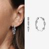 Authentic 925 Silver Cherry Blossom Bow Heart Hoop Stud Drop Earrings plata de ley Jewelry DIY Birthday Gift Original