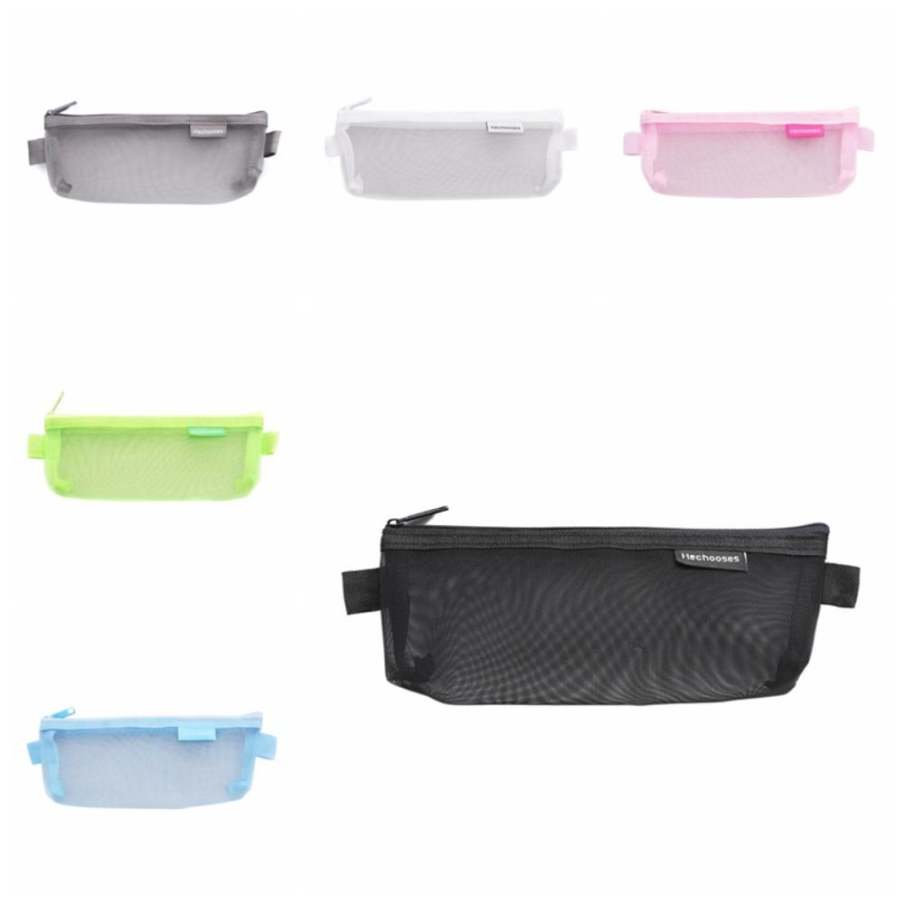 Candy Color Transparent Pencile Bag Simple Mini Mesh Storage Bag Clear Mesh Makeup Bag Outdoor