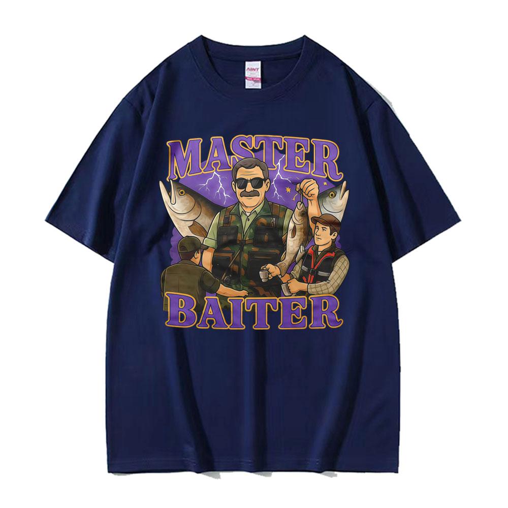 Funny Fishing Master Baiter Graphic T Shirts Men Women Vintage Fisherman Humor Tshirt Casual Loose Oversized T Shirt Streetwear