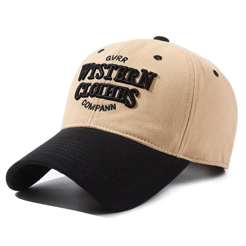 Color matching retro American baseball cap women's face small contrast color four seasons cap men's trendy brand Korean version soft top hat